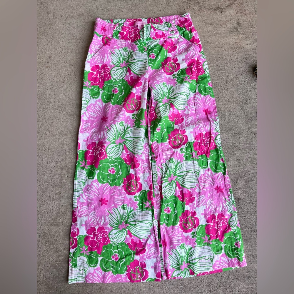 Lilly Pulitzer Pink & Green Floral Straight-Leg Pants